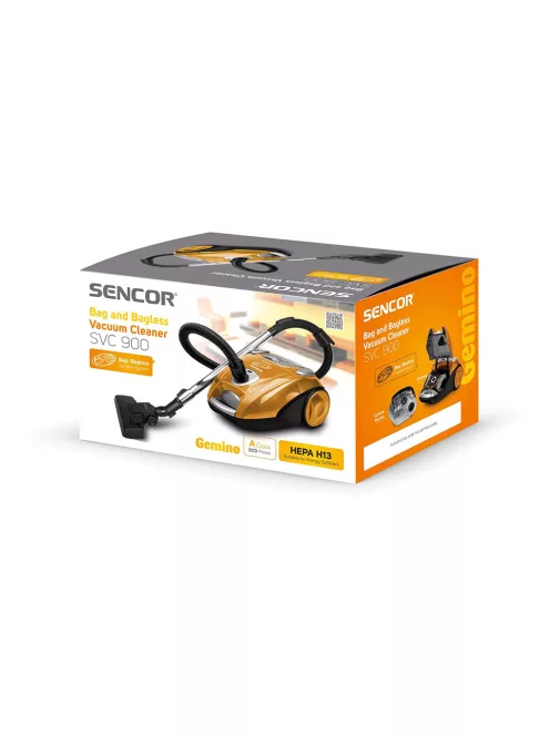 Прахосмукачка с/без торба SENCOR SVC 900-EUE3, 900W ECO мотор, 80 dB, Оранжев/Черен - Код G5434