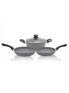   Комплект тигани и тенджера SAPIR Marble Cook SP 1318 CS4B, 4 части, Мраморно покритие, Сив - Код G8271
